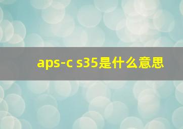 aps-c s35是什么意思